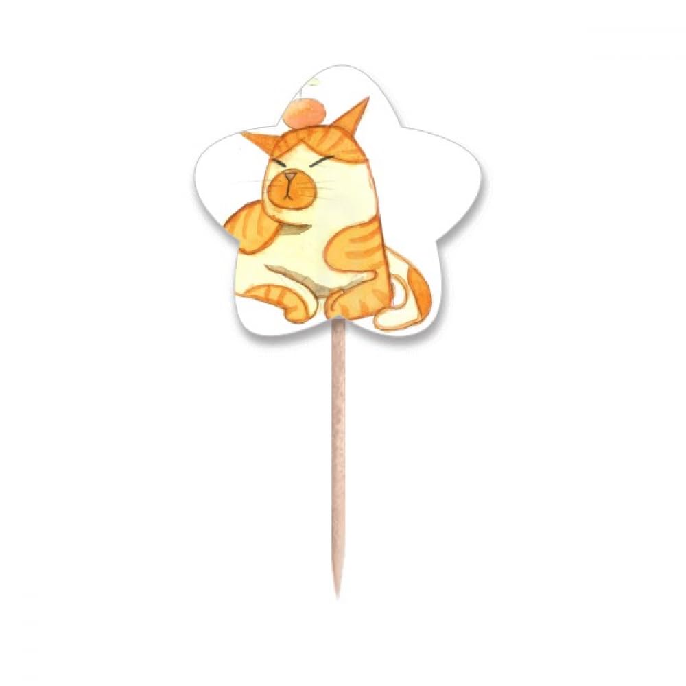 Cupcake Picks Chat Orange Aquarelle Miaoji pour réussir vos gâteaux
