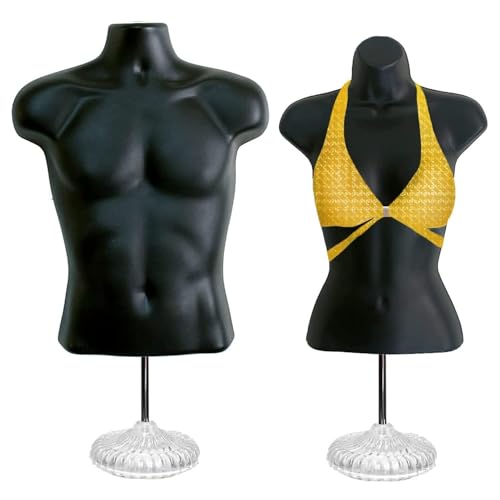 DisplayTown mannequin torso with metal stand (S-M, black) set