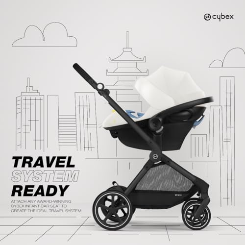 Cybex EOS 5-in-1 Travel System Stroller + Lightweight Aton G Infant Car Seat, Seashell Beige - Thumbnail 4