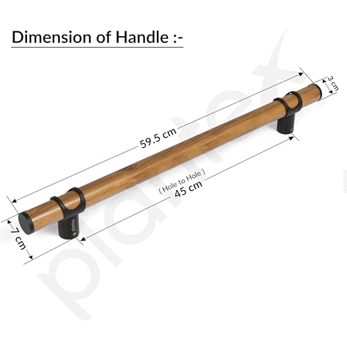 Image of Plantex 18 Inch Main Door Handle /Stainless Steel & Wooden Door Handle /Pull-Push Handle for Door /Office & Hotel - Pack of 1 (DTMD-428, Black & Wood)