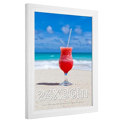 24x36 Frame Rustic White, Distressed 36x24 Picture Frame, Art Pic Hanging Poster Frame, 24 by 36 Gallery Family Concert Portrait Wall Photo Frame Anniversary/Birthday/Wedding/Thank you/Christmas Gift