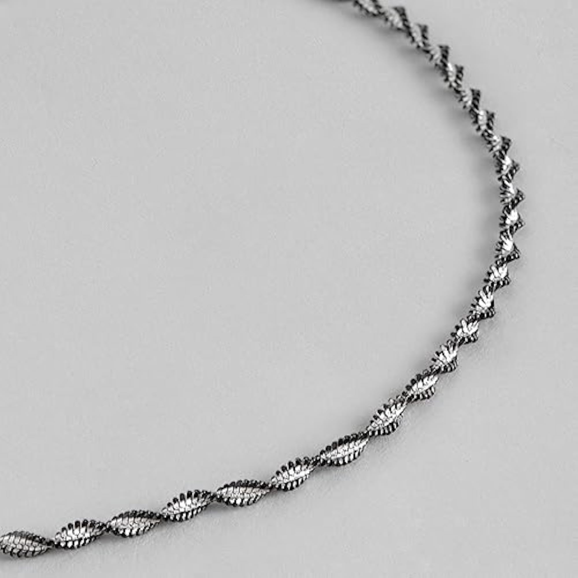 925 Sterling Silver Twisted Chain Anklet