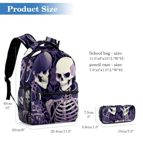 Cartables grande capacité crâne violet ergonomiques et solides - 2