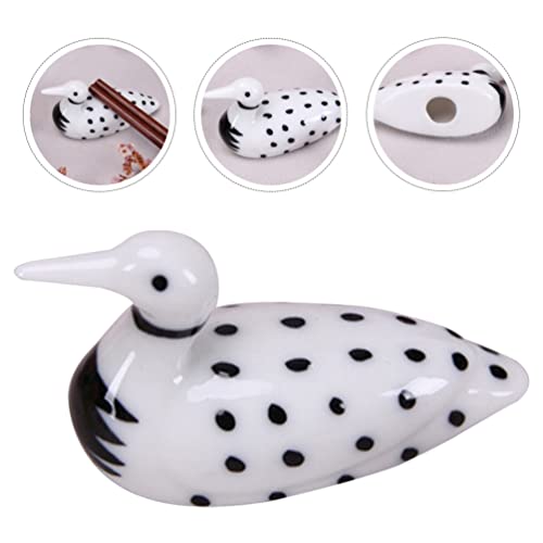 Luxshiny Bulk Chapstick 4Pcs Ceramic Chopstick Stand Rest Dalmatian Pattern Mandarin Duck Design Chopsticks Rest Animal Dinner Spoon Stand Knife Fork Holder For Table Decor Dining Table Decor #TOP2