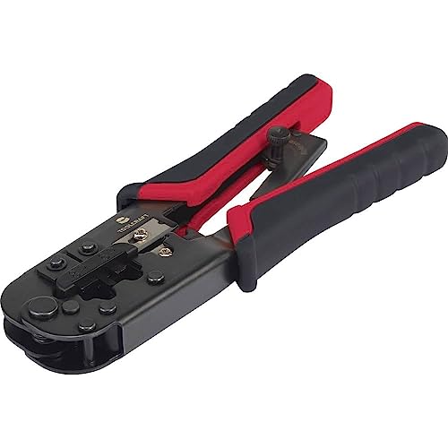 TOOLCRAFT TO-6850977 Abisolier- und Crimpzange für modularen Stecker (Western) Abisolierwerkzeug inklusive RJ11, RJ