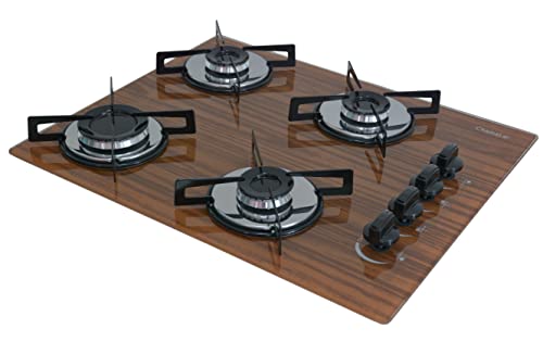 Cooktop Premium 4 Bocas Ultra Chama Amadeirado Escuro Chamalar Bi...