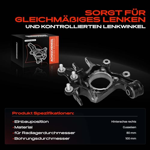 Frankberg 1x Achsschenkel Lenkknöchel Hinterachse Rechts Kompatibel mit Tucson TL TLE 2.0L 2015-2020 Replace# 5QF317019B