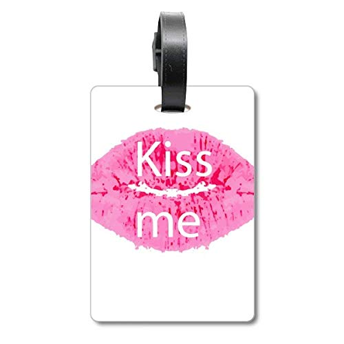 Étiquette de bagage Saint-Valentin Kiss Me | Identifiant de valise rose au design chic