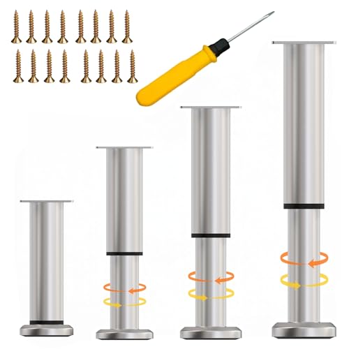 EURXLQ 4 patas ajustables para muebles, patas de mesa de metal para muebles, antideslizantes, resistentes al óxido, muy resistentes, patas de armario ajustables en altura, patas de armario, patas para