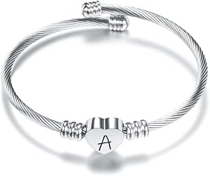 💎 70% MEGA DEAL! Plata Amor Corazón 26 Letra Inicial Alfabeto A-Z Pulsera Joyería Regalo Ajustable Para Hija Hijo Hermanas Amigos Madre Colega Amante Cumpleaños Navidad