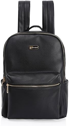 Nurture Diaper Bag Backpack - Stylish Designer Black Leather Look Design for Carrying Baby Girls or Boys Essentials Large or Small
