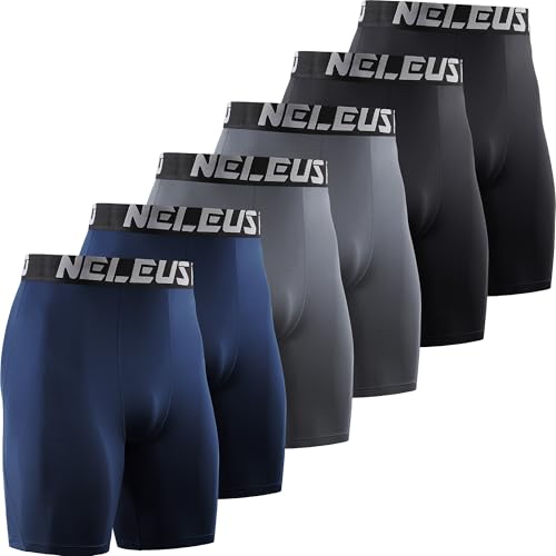 NELEUS 3 or 6 Pack Compression Shorts for Men Spandex Sport Shorts Running Athletic Workout Performance Baselayer Underwear