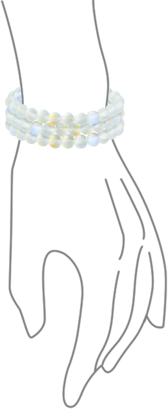 Bling Jewelry Unisex Stackable Set Of 3 Gemstone Round Bead 8MM Stretch Bracelet For Women Teen Men Multi Strand Stacking Adjustable - Image 2