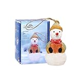 JSSTEM Wood Handmade Christmas Ornament, Rustic Holiday Tree Hanging Decoration, Hand Painted Wooden Figurine Gift for Home Décor(Snowman with Book)