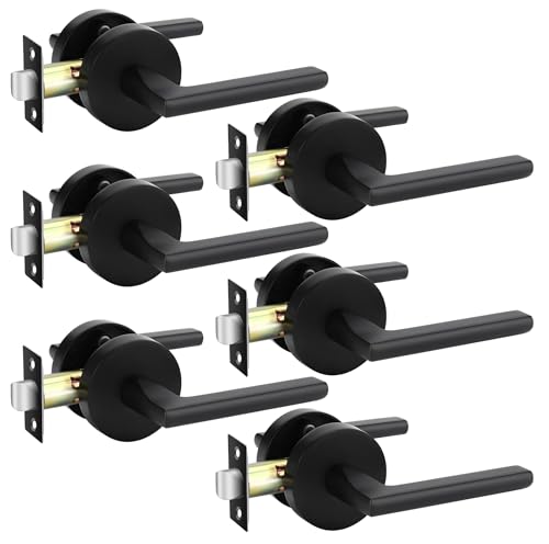 Goldenwarm Matte Black Door Handles Interior Closet Door Handle 6 Pack