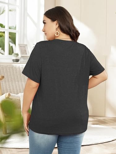 Plus Size T Shirt for Women Graphic Tees Short Sleeve Floral Print Loose Fit Summer Casual Tops 1XL-5XL4