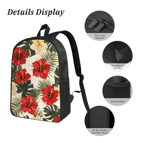 Tropical Floral Backpacks 3 Pcs Minimalist Backpack for Men and Women with Fun Graphic Cartoon Print for Outdoor Hiking and Travel4