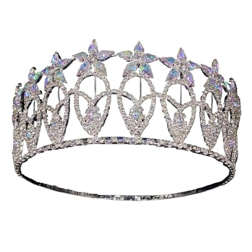 Diadema barroca de novia con pedrería brillante y tocado de cristal para mujer