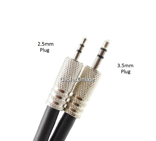 Cable de audio 6in 2.5mm macho a 3.5mm hembra miniatura 3