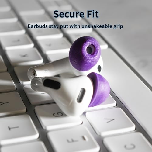 Image of Comply TrueGrip MAX | Premium Memory Foam Replacement Earbud Tips for Apple AirPods Pro Gen 3 | Long Lasting Comfort, MAX Durability, Secure Fit, Superior Noise Isolation| Purple (Small) (3 Pairs)