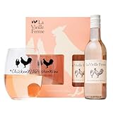 La Vieille Ferme Rose Wine Gift Set - Chicken Wine Gifts for Women, 187 ml Official Licensed Luxury Rosé Bottle & Elegant Tumbler Glass - Birthday, Premium Alcohol Set, Ladies, Mum, Mothers Day