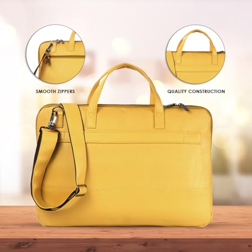 Image of Nautica Padded Laptop Sleeve Stylish Leatherette Bag | Waterproof Protective Cover with Handle & Detachable Sling Strap | Compact and Comfortable for Travelling | Suitable up to 15.6 Inch Laptop