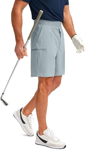 Viodia Men's 7" Golf Shorts with 5 Pockets Elastic Waist Dry Fit Stretch Lightweight Shorts for Men Hiking Casual Athletic