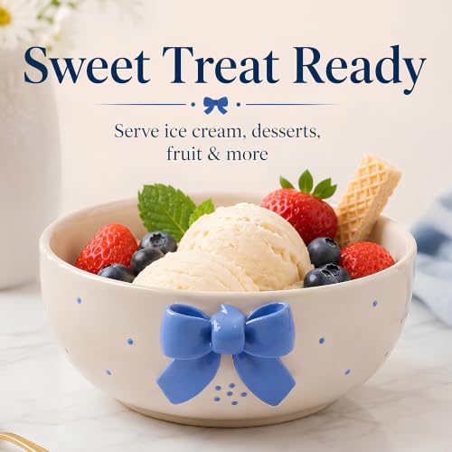 Image of Blue 3D Bow Bowl | Asthetic Bowls with Premium Quality | Perfect for Serving Dishes | Breakfast Bowl for Cereal, Soup, Noodles, Desserts,Snack, Soup | 450 Ml