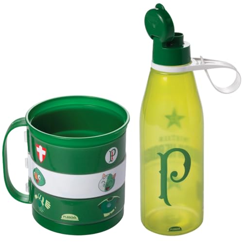 Kit Presente do Palmeiras com Garrafa 530ml + Xícara 360ml Giratória Infantil Original Oficial Verdão