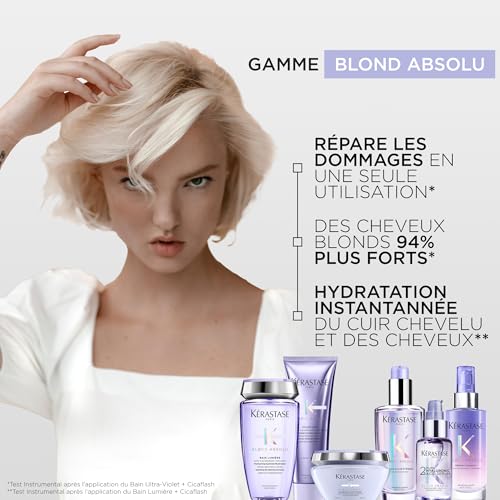 KERASTASE Blond Absolu - Fondant Fortifiant Profond Cicaflash - Après-Shampoing Réparateur & Anti-Casse - Cheveux 98 % Plus Forts & 71 % Plus Doux - Cheveux Blonds, Décolorés ou Méchés - 250 ml