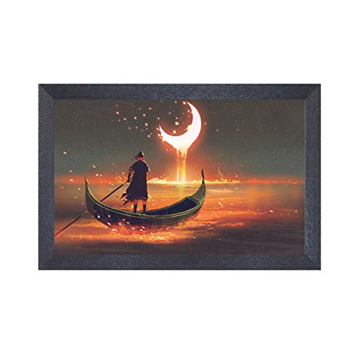 Image of RANDOM (RP-2298 Abstract Multicolor Framed Painting, 18 inch X 12 Inch