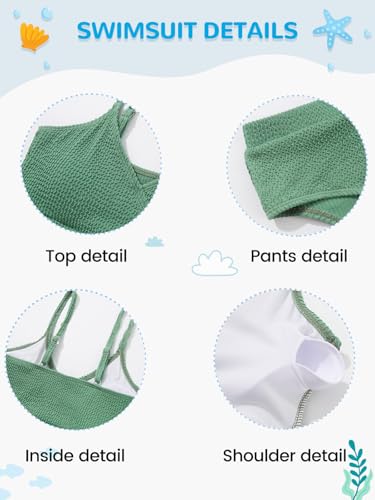 Image of Girl's 2 Piece Swimsuit Solid Spaghetti Strap Bikini Sets Beach Bathing Suit Swimwear for Teen Girls