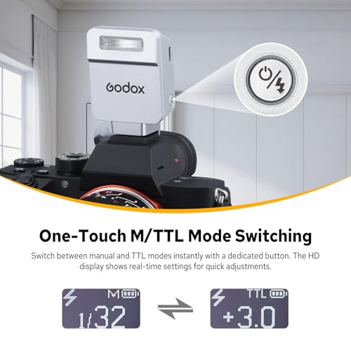 Image of Godox iT22 iT22-C Flash for Canon, Mini TTL Flash with Intuitive Screen, 1.5s Recycle, 700 Full Power Flashes, USB-C Charge, Built-in Battery, GODOX iT22C iT22 C Pocket Flash Speedlight (Silver)