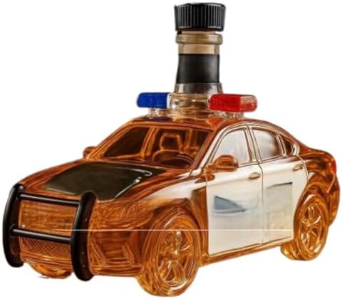 Police Car Shaped Whiskey Decanter, Glass, 300ml, Novelty Liquor Bottle, Unique Bar Gift image 5