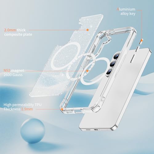 COTDINFOR Glitter Case for Samsung Galaxy S25 Plus,Compatible with Magsafe Cute Sparkly for Women Girls Clear TPU Bumper Shockproof Protective Phone Case for Samsung Galaxy S25 Plus Bling Sliver JYS by COTDINFOR - Image 3