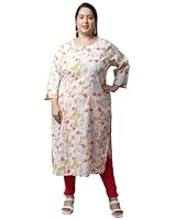 Rajnandini Women's Pure Cambric Cotton Jaipuri Printed Plus Size Kurti (JOPLJPR89X-3XL_White_3XL)