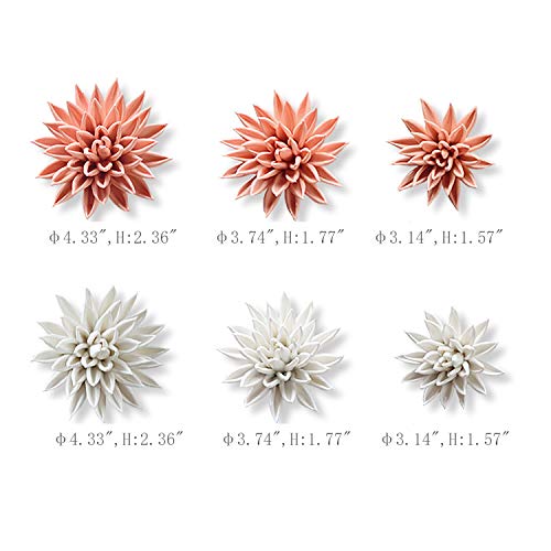 Alycaso Starfish Ceramic Flower Wall Décor Artificial 3D Flower Wall Art For Living Room Home Hallway Bedroom Kitchen Farmhouse Bathroom Dining Room, White, 4.33 Inch #TOP2