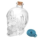 REUJIHXY 13.5OZ Skull Hand Design Glass Bottle Cover one's ears ，3D Skull Hand Decanter Lead-free Glass Skull Prop Whiskey Bottle With Cork Stopper and silica gel funnel (400ML) (Clear)