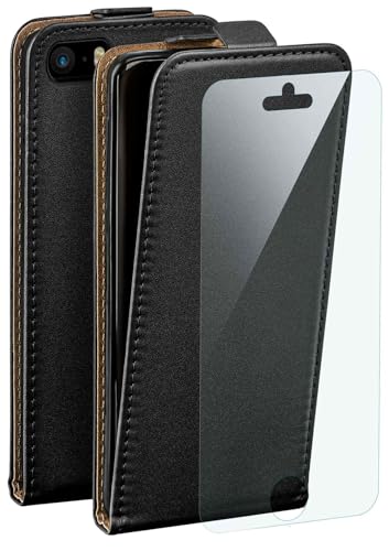 Film de protection et étui à rabat noir moex compatible iPhone 5s protection avant arrière