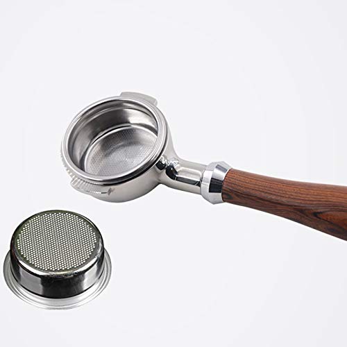 Genérico Cuchara medidora 58mm de Acero Inoxidable de la máquina de café sin Base Soporte café refrescos manija Cuchara de café Mango de Madera