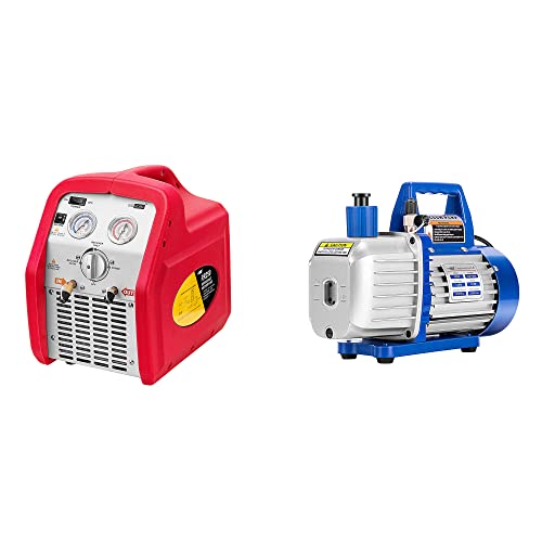 Vivohome 110-120V Ac 60Hz 3/4Hp Single Cylinder Portable Refrigerant Recovery Machine And 110V 1/2 Hp 5 Cfm Dual Stage Rotary Vane Hvac Air Vacuum Pump #TOP15