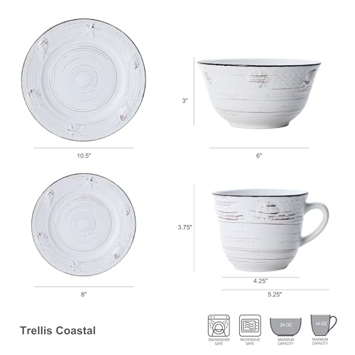 Image of Pfaltzgraff Trellis Coastal 16-Piece Dinnerware Set, Service For 4, White