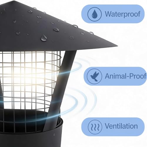 Tapa de lluvia para chimenea de acero inoxidable 304 redonda de 135 mm para tejados 5