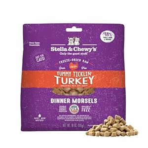 Stella & Chewy’s Freeze-Dried Raw Cat Dinner Morsels – Premium Turkey Recipe with 98% Farm-Raised Meat & Organs – Natural Grain-Free Cat & Kitten Food – Made in USA – 18 oz
