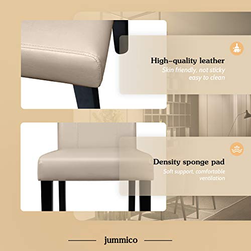 Jummico Dining Chair Pu Leather Living Room Chairs Modern Kitchen Armless Side Chair With Solid Wood Legs Set Of 4(Beige) #TOP1