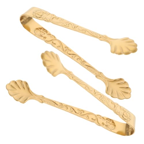 GRIRIW 2Pcs Pattern Stainless Steel Tongs for Food Serving Multi Function Clips for Ice Cubes Sugar Cubes and Appetizers Kitchen Supplies and Ergonomic Design