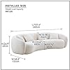 JUSTONE 101 Mid Century Modern Curved Living Room Sofa, 4-Seat Boucle Fabric Couch for Bedroom, Office, Apartment, Beige