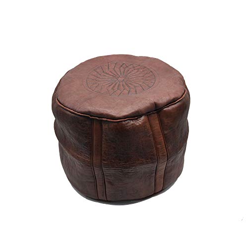 Puf Cuero Piel Marruecos de 35 cm Altura