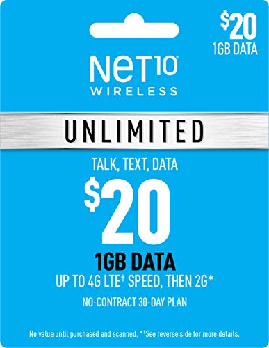 Net10 $20 Unlimited 1GB Plan Refill Card