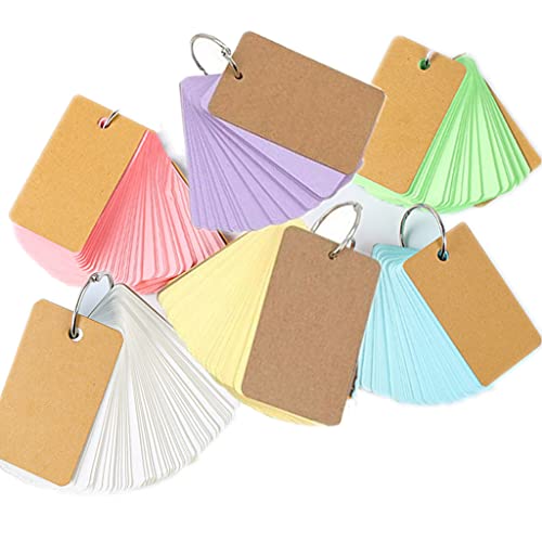 Blank Flash Cards 300 Pieces 2.2 X 3.5 Inches Multicolor Kraft Paper Binder Ring Easy Flip Flash Card Study Cards Memo Scratch Pads Bookmark Diy Greeting Card Index Card Stock Note Card #TOP3